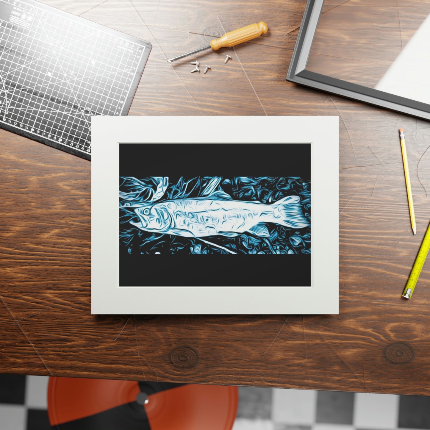 Tail-Whip Trout Blues Fine Art Prints (Passepartout Paper Frame)